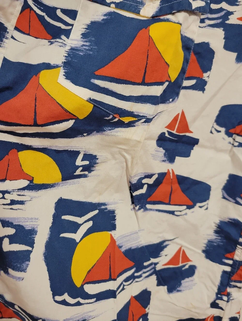 J.Crew Men's Short Sleeve Sailboat Print Button Down Shirt- XL- Nautical Coastal
